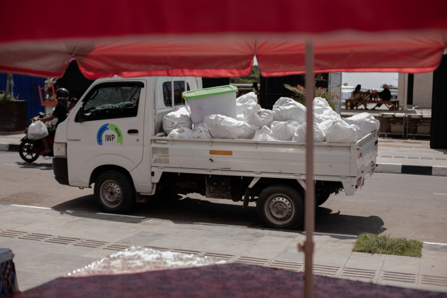 truck with trash bags
