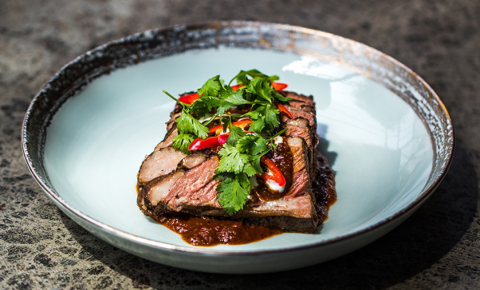 Rendang of slow roasted beef rib with fried shallots