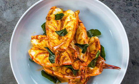 Organic Javanese Prawns, fragrant oil and lime