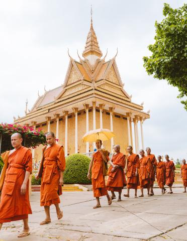 Monks walking in the Royal Palace