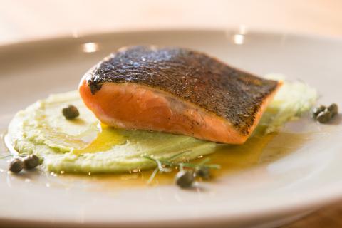 Pan Seared Trout with Capers Butter and Mashed Fava Beans (Trucha en Mantequilla)