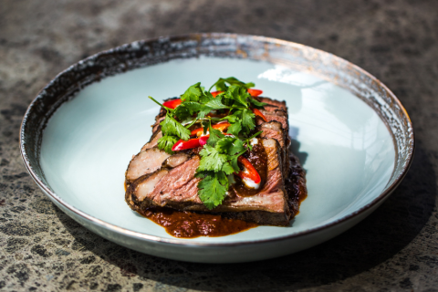 slow roasted beef rib rendang with fried shallots