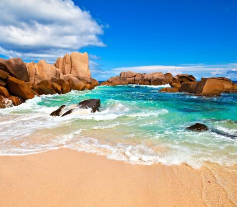 A beach in La Digue