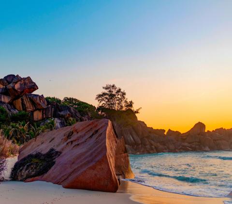 Sunset in Grand Anse in La Digue