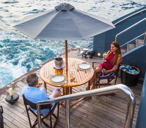 Private dining onboard Aqua Blu